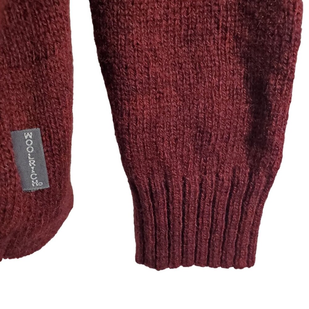 Woolrich Mens Sz M Sweater Red Rock Heather 100% Wool Ribbed Collar Quarter Zip - Picture 8 of 9